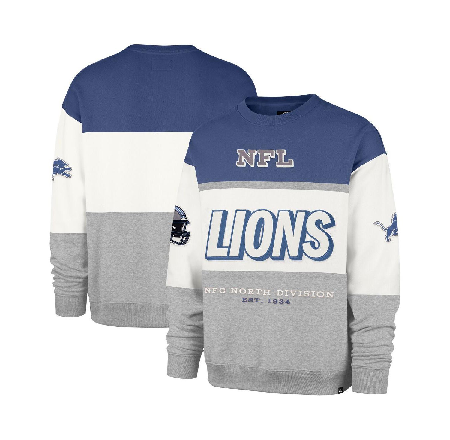 Men's Blue/Gray Detroit Lions Breeze Maximalist Sweatshirt