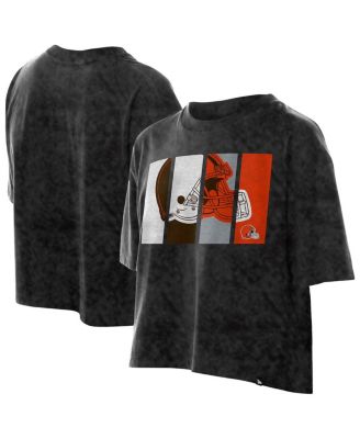 New Era - Women's Black Cleveland Browns Boxy Cropped Sport Night Mineral Wash T-Shirt