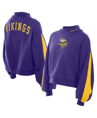 New Era - Women's Purple Minnesota Vikings Sport Night Mock Neck Balloon Sleeve Pullover Sweatshirt
