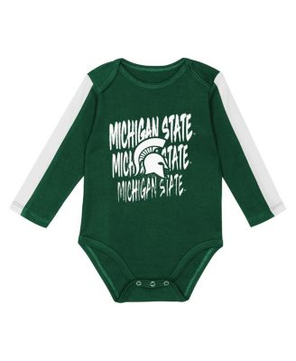 Baby Boys and Girls 3-Piece Green/White Michigan State Spartans Double Down Bodysuit and Pants Set