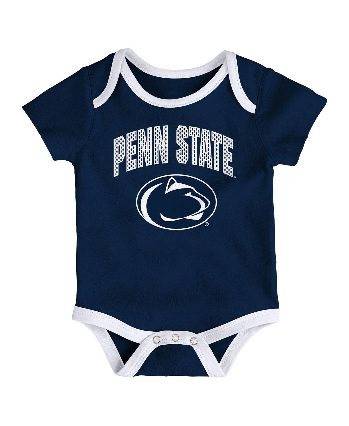 Outerstuff Baby Boys And Girls 3-pack Penn State Nittany Lions All Day Play Bodysuit Set In Gray