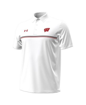Men's White Wisconsin Badgers Performance Drive Chest Stripe Polo Shirt