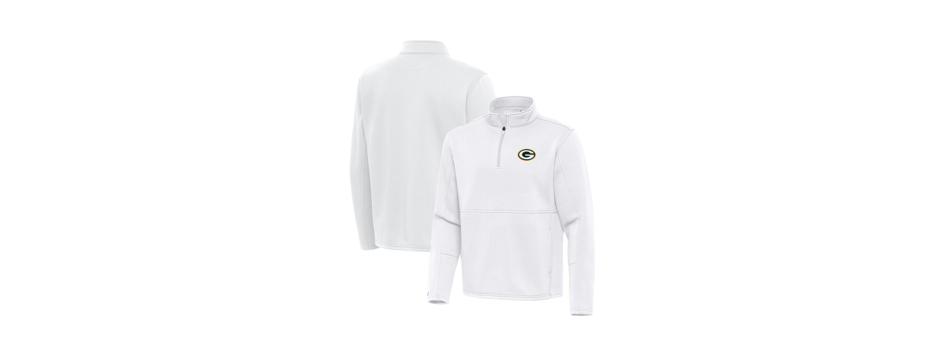 Antigua Men's White Green Bay Packers Twist Quarter-Zip Pullover Sweatshirt