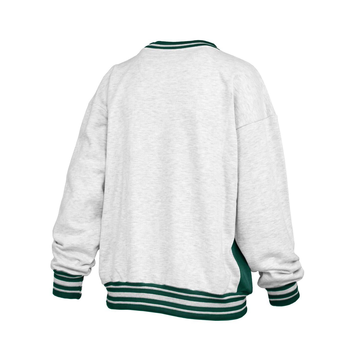 Женская толстовка Pressbox Heather Gray/Green Oregon Ducks Endzone Crewneck — фото 3
