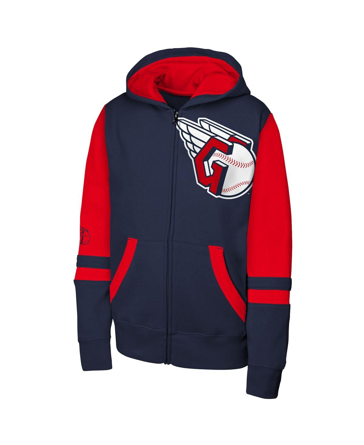Outerstuff Men's Navy Cleveland Guardians Stadium Color Block Full-zip Hoodie In Blue