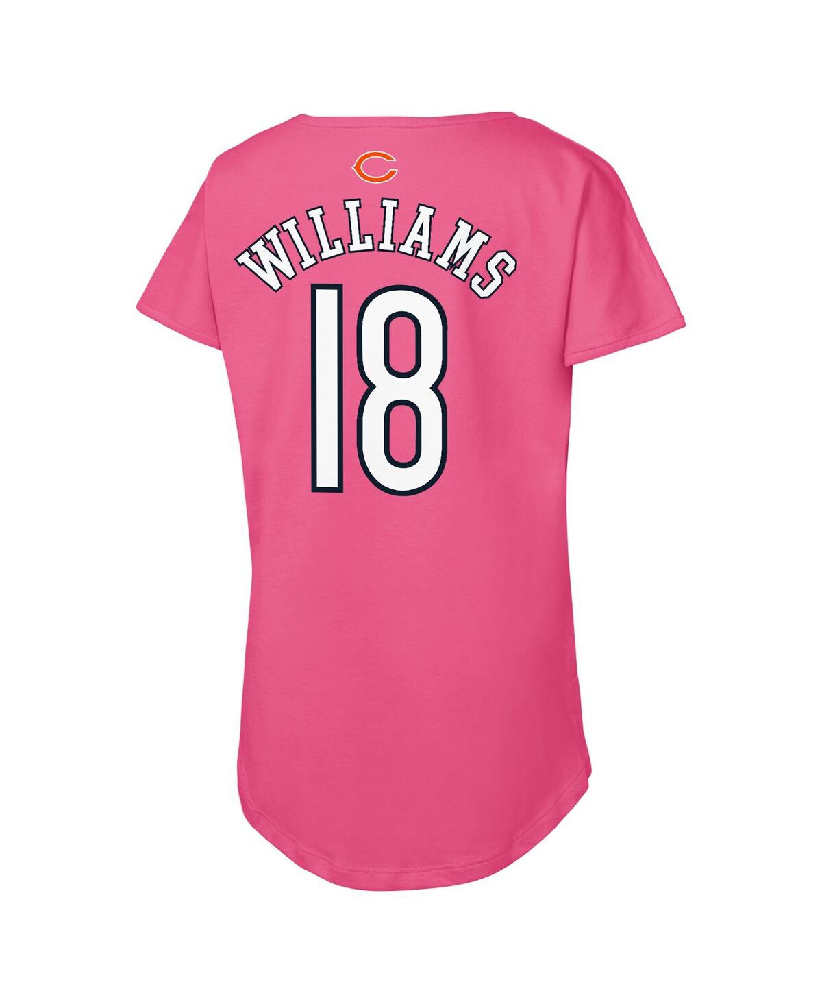 Outerstuff Big Girls  Caleb Williams Pink Chicago Bears Player Name Number T-shirt In Pink