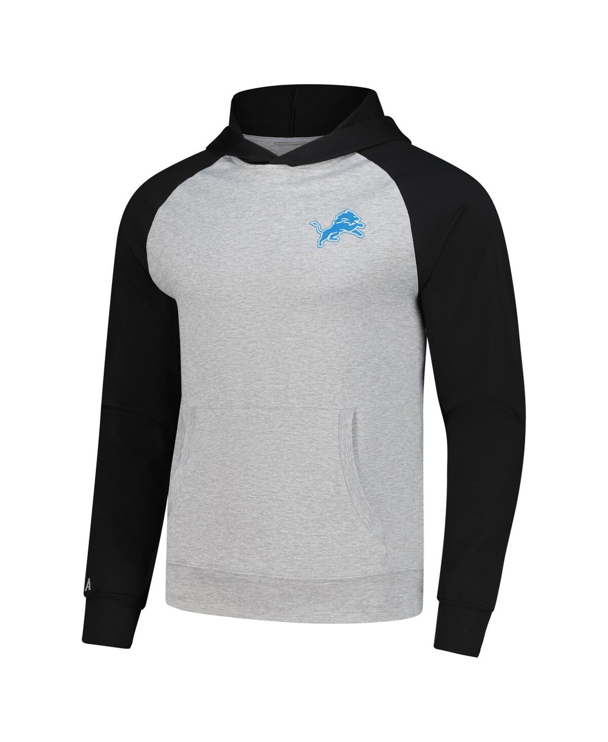 Antigua Men's Heather Gray/Black Detroit Lions Urgent Pullover Hoodie