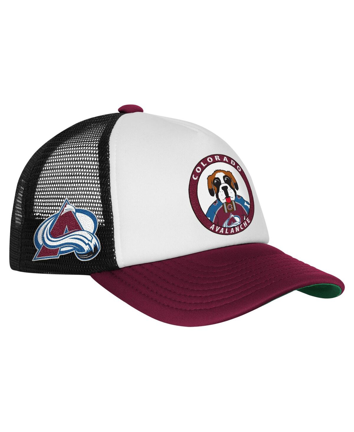 Mitchell & Ness Big Boys And Girls White Colorado Avalanche Mascot Adjustable Trucker Hat In White
