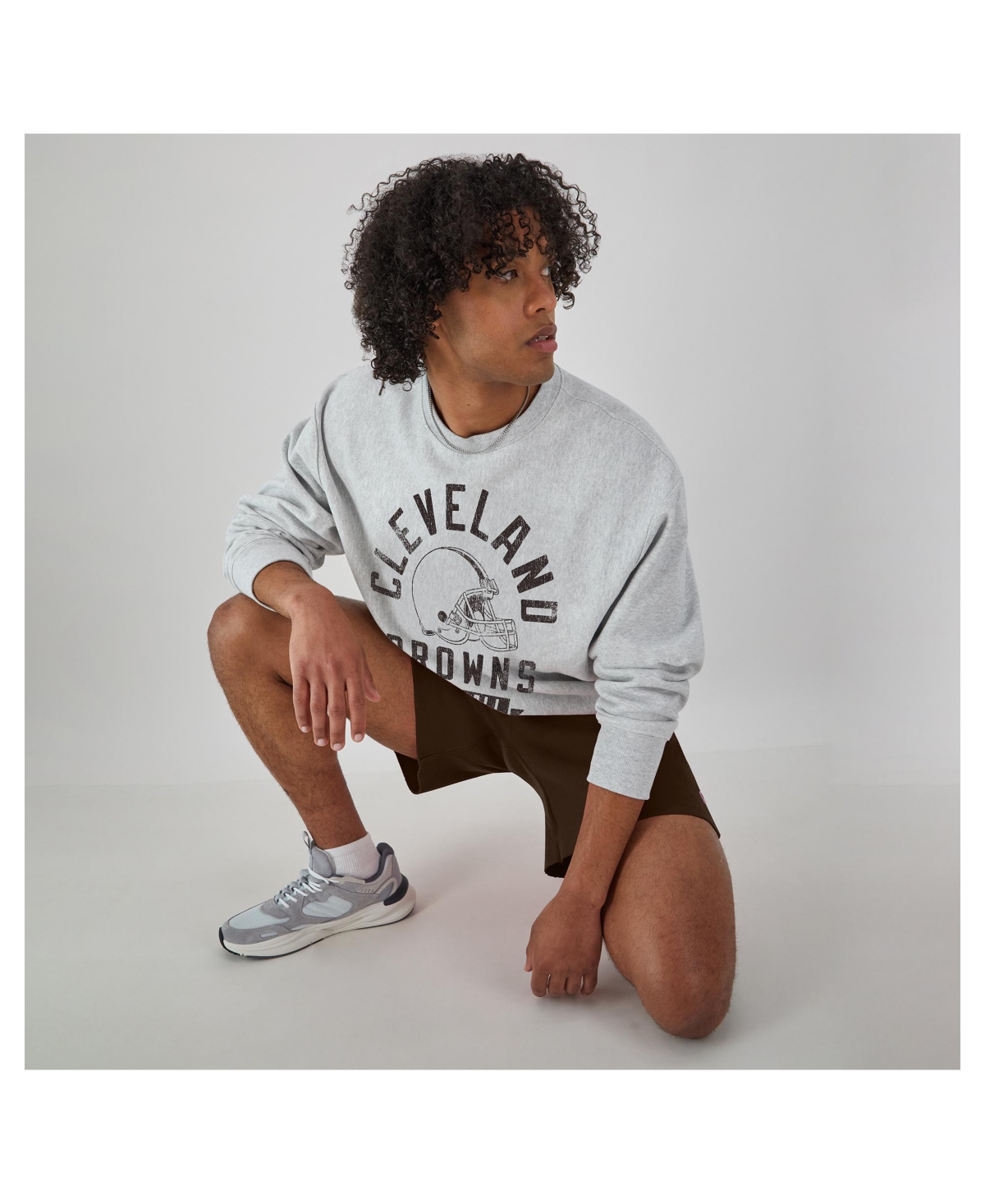 Champion Men's Heather Gray Cleveland Browns Reverse Weave Fleece Pullover Sweatshirt In Gold