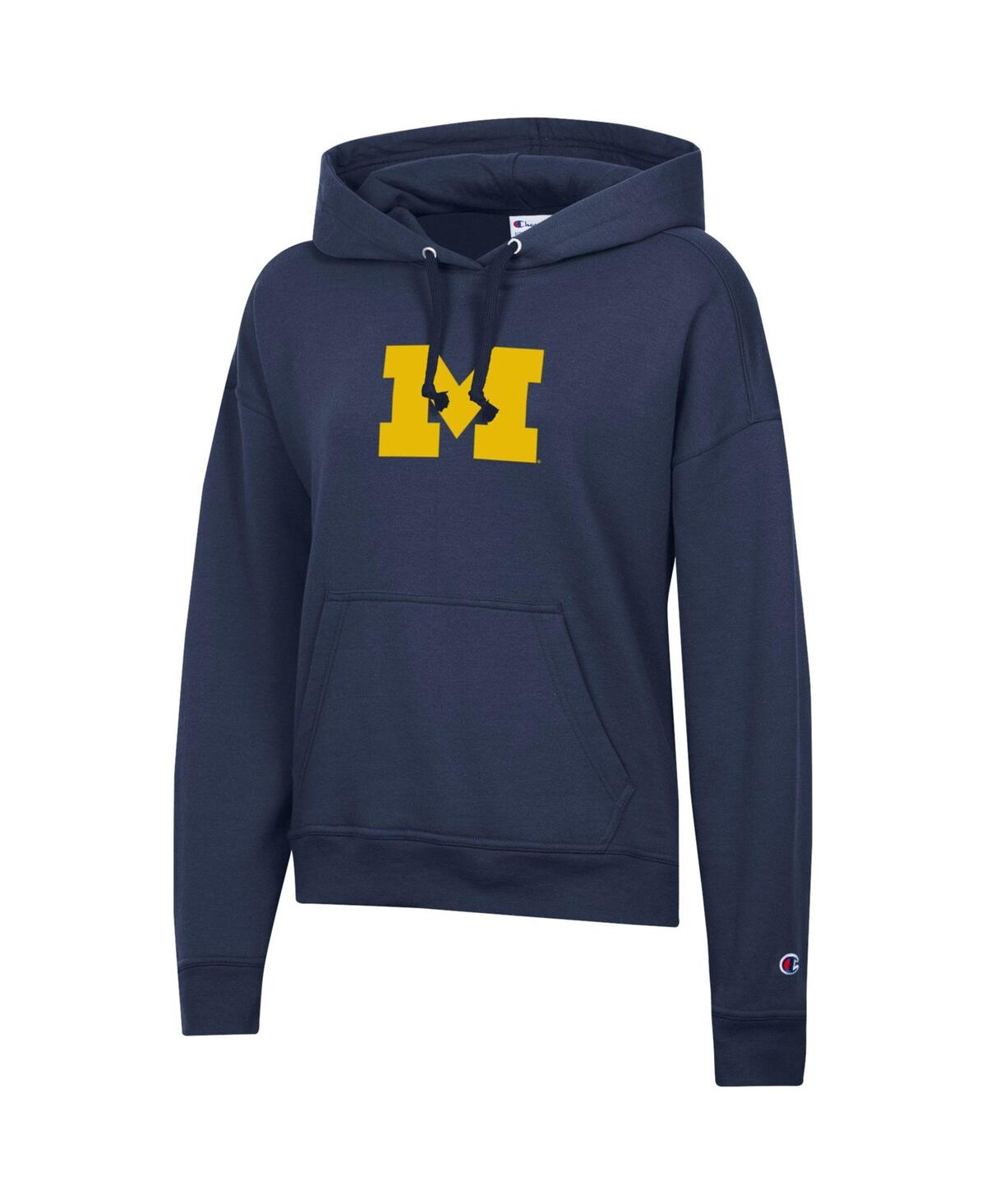 Champion Women's Navy Michigan Wolverines Powerblend Fleece Hoodie In Blue