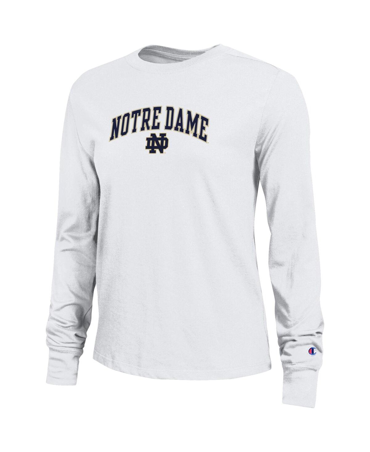 Champion Women's White Notre Dame Fighting Irish Arch Over Logo Long Sleeve T-shirt In White