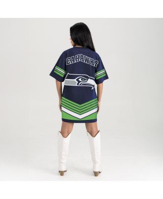 Women's Navy Seattle Seahawks Perfect Score Vintage T-Shirt Dress