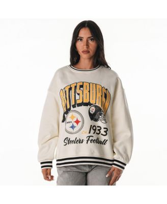 Women's Cream Pittsburgh Steelers Oversized Vintage French Terry Sweatshirt