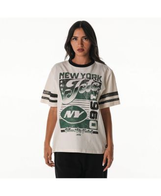Women's Cream New York Jets Vintage Drop Shoulder Oversized Boyfriend T-Shirt
