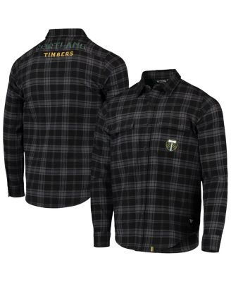 The Wild Collective - Men's Black Portland Timbers Buffalo Check Button-Up Shirt
