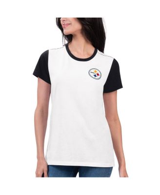 G-III 4Her by Carl Banks - Women's White/Black Pittsburgh Steelers Fashion Illustration T-Shirt