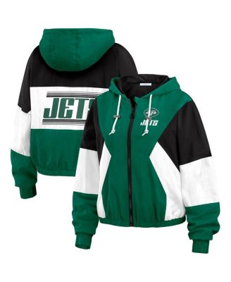 Women's Green/Black New York Jets Plus Size Color Block Full-Zip Windbreaker Jacket