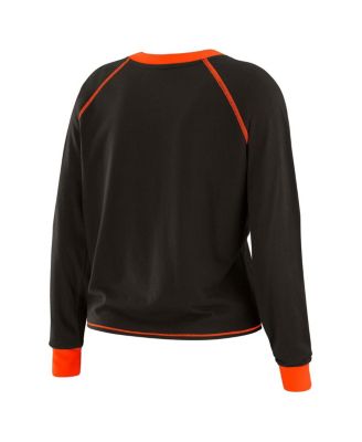 Women's Black/Orange Cincinnati Bengals Tie-Front Long Sleeve Top