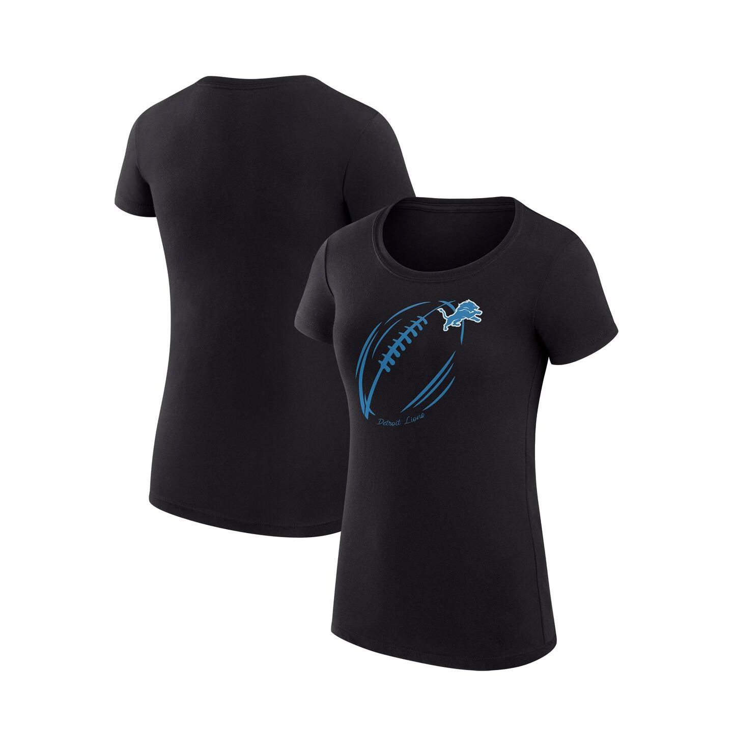 Женская футболка G-III 4Her by Carl Banks Black Detroit Lions Super-Slim Fit Lightweight Subtle Football — фото 1