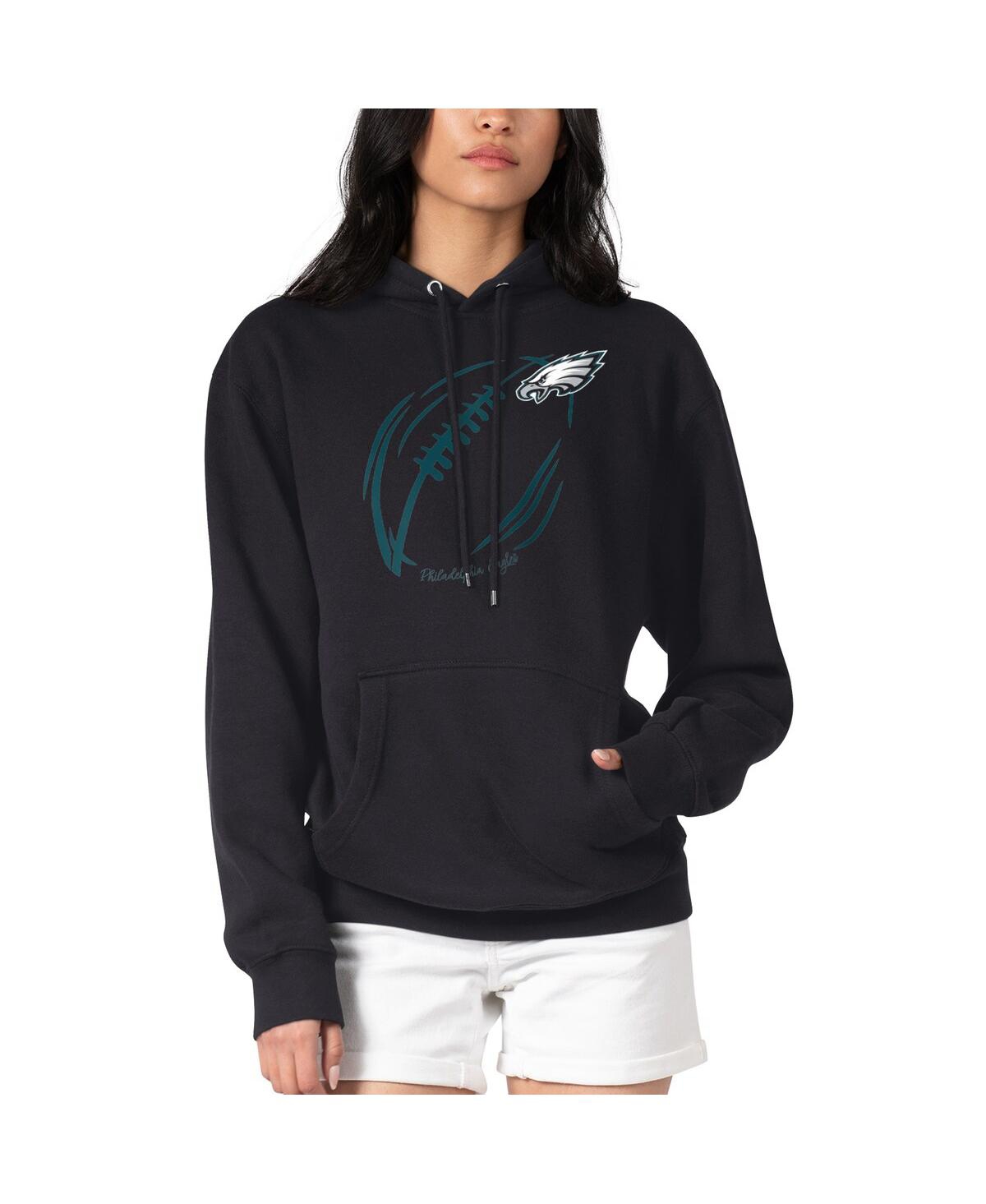 G-iii 4her By Carl Banks Women's Black Philadelphia Eagles Football Logo Fleece Tri-blend Pullover Hoodie In Black