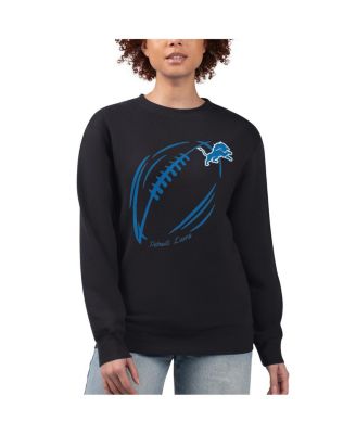 G-III 4Her by Carl Banks - Women's Black Detroit Lions Football Logo Graphic Fleece Tri-Blend Pullover Sweatshirt