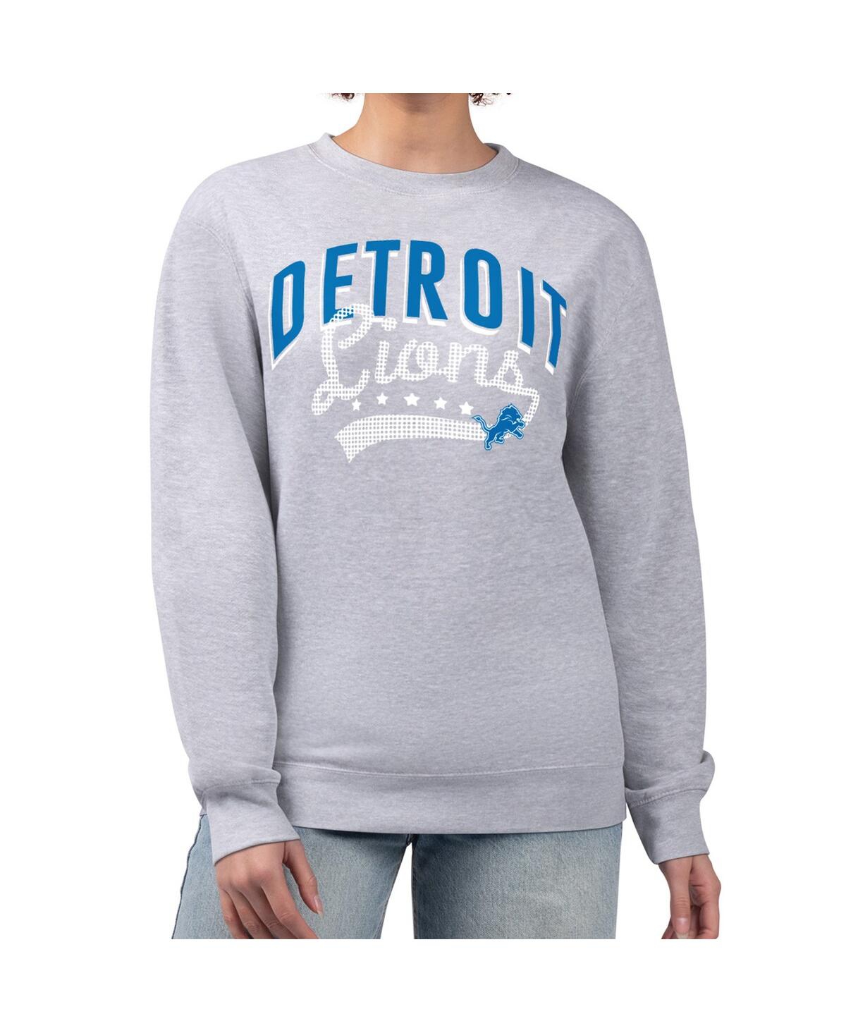 G-iii 4her By Carl Banks Women's Heather Gray Detroit Lions Filigree Logo Graphic Fleece Pullover Sweatshirt