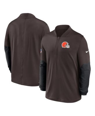 Men's Brown Cleveland Browns Sideline Dri-FIT Half-Zip Pullover Hoodie