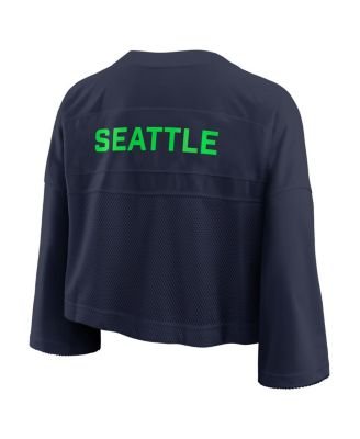 Women's College Navy Seattle Seahawks Primetime Cropped Mesh Dri-FIT Fashion Jersey