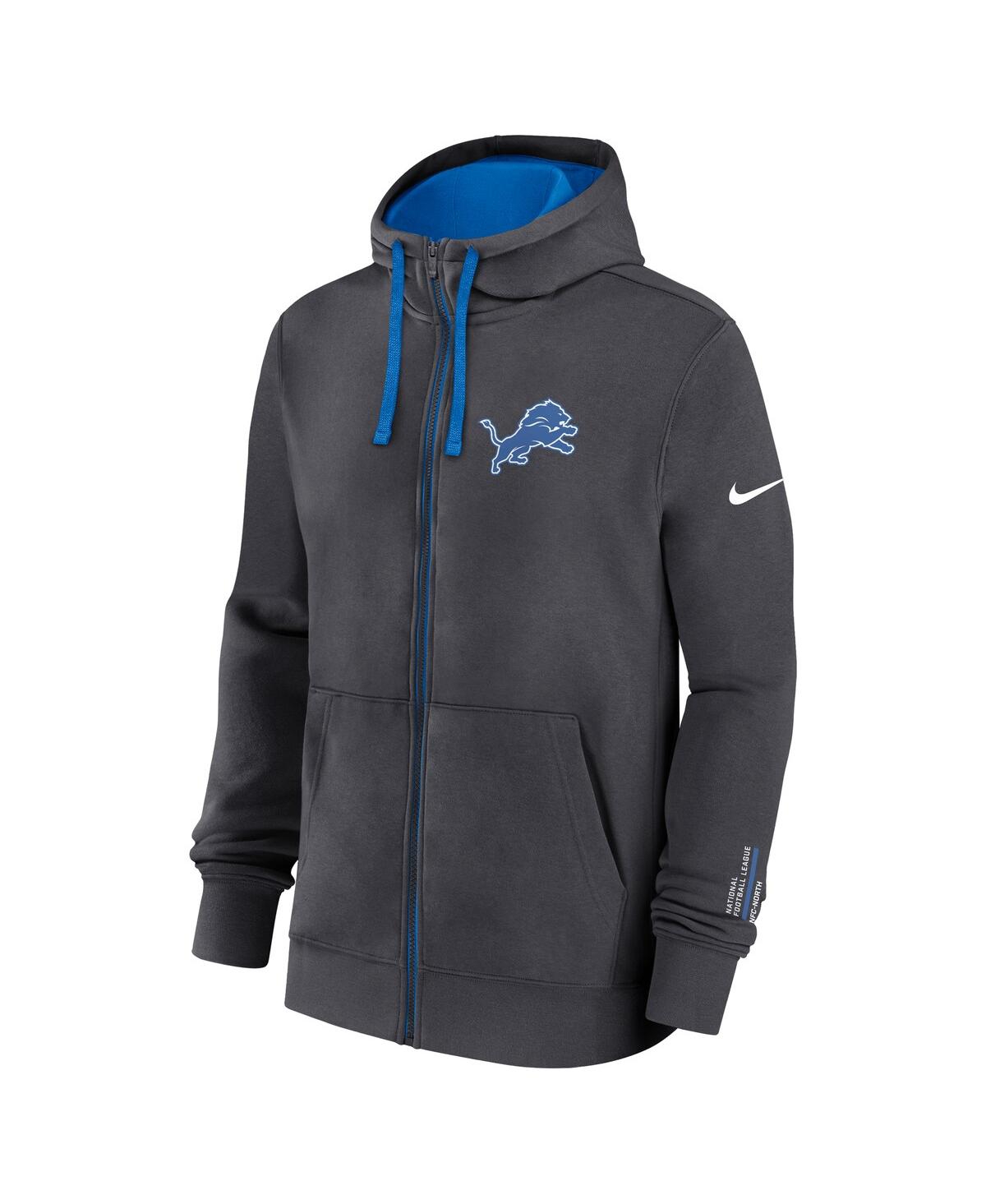 Nike Detroit Lions Playbook Page Club  Men's Nfl Full-zip Hoodie In Gray
