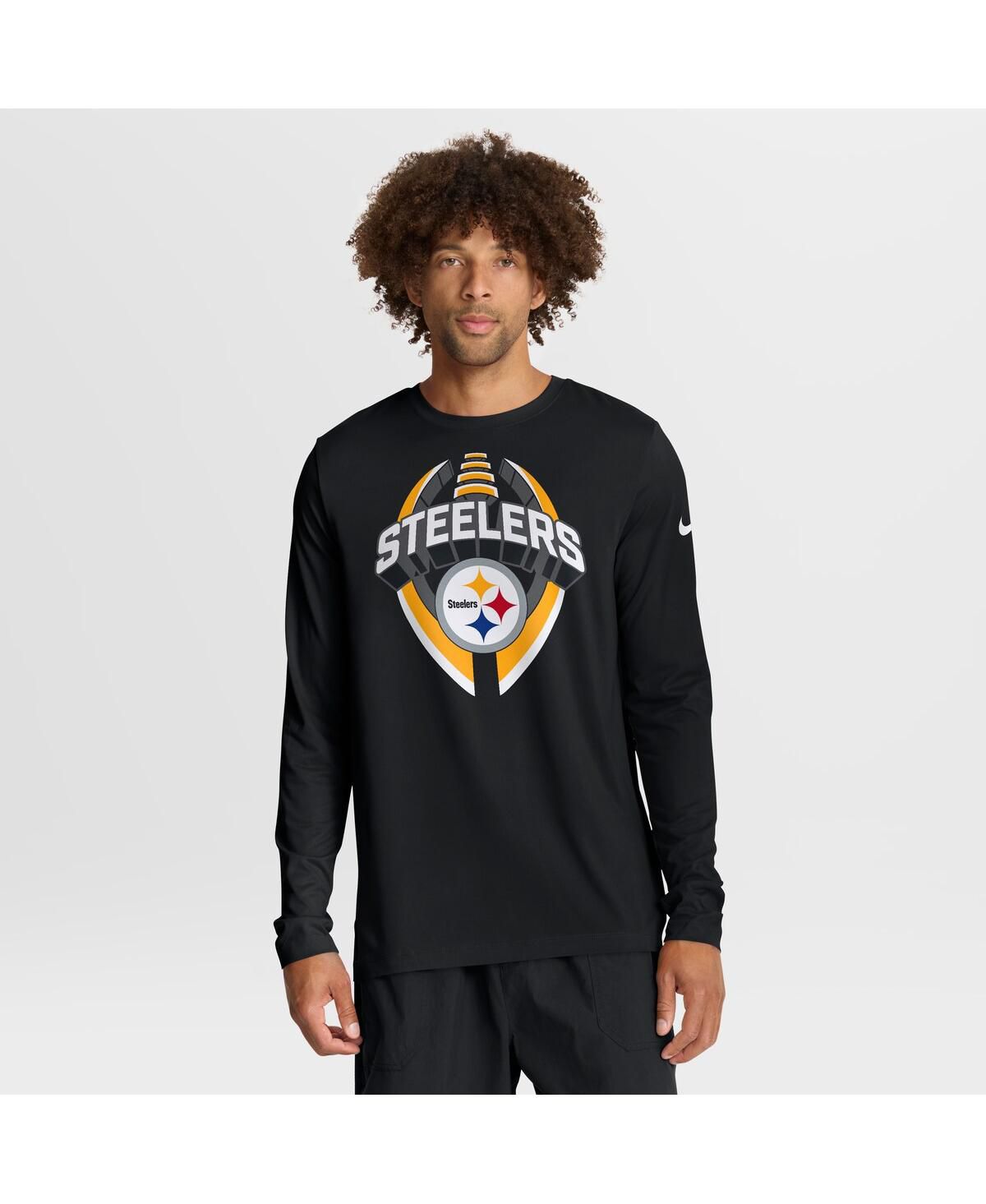 Мужская черная футболка с длинным рукавом Pittsburgh Steelers Prime Time Legend Icon Performance