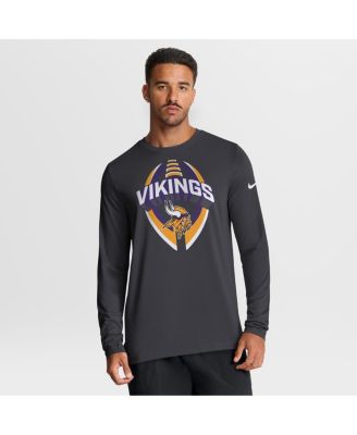Nike - Men's Anthracite Minnesota Vikings Primetime Legend Icon Performance Long Sleeve T-Shirt