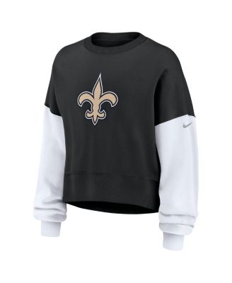 Women's Black New Orleans Saints Oversized Color-Block Pullover Sweatshirt