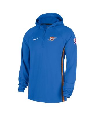 Men's Blue Oklahoma City Thunder Authentic On Court Zone Quarter-Zip Dri-FIT Hoodie Jacket