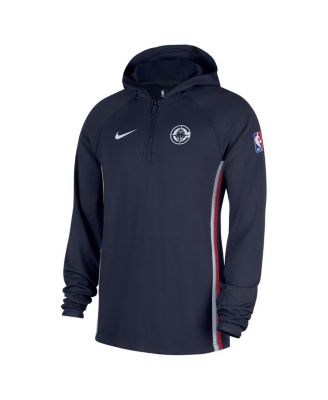 Men's Navy LA Clippers Authentic On Court Zone Quarter-Zip Dri-FIT Hoodie Jacket