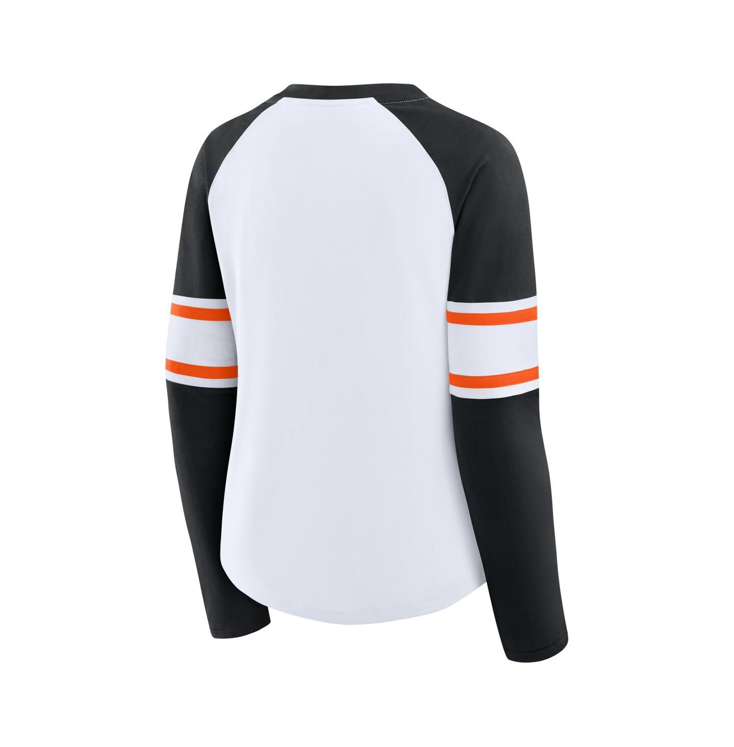 Женская футболка Fanatics White/Black San Francisco Giants Blitz Package Raglan Lace-Up V-Neck Long Sleeve — фото 3