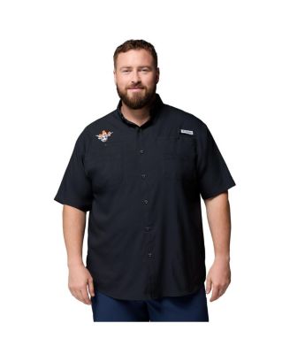 Columbia - Men's Black Texas Longhorns Big Tall Tamiami Omni-Shade Button-Down Shirt
