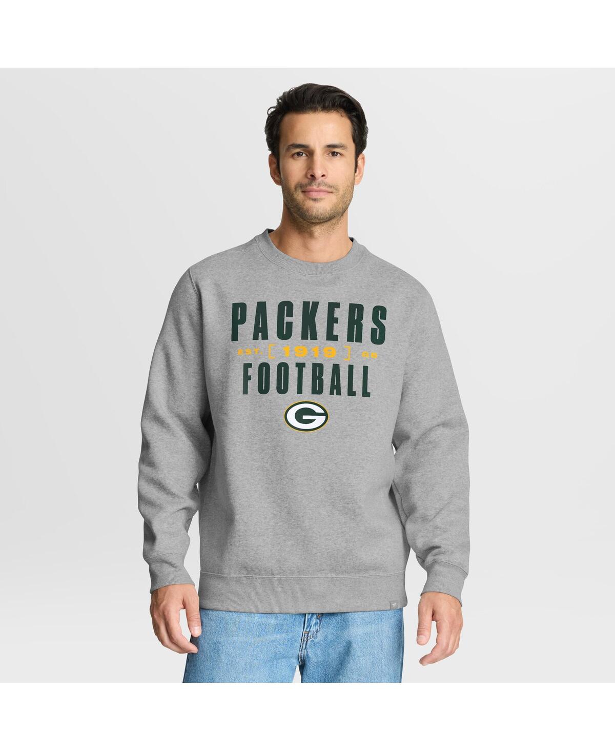Fanatics Men's Heather Gray Green Bay Packers Powerful Throw Legacy Pullover Sweatshirt