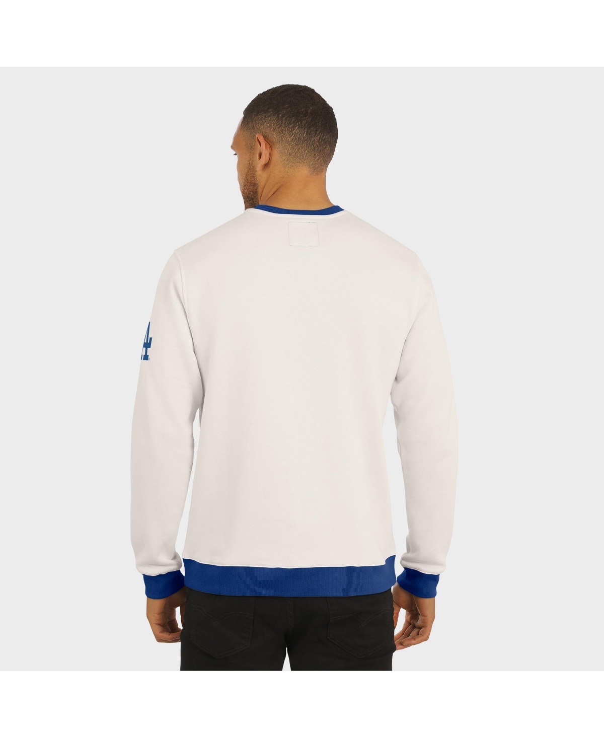 Fanatics Darius Rucker Collection By  Men's Cream Los Angeles Dodgers Color Block Crewneck Sweatshirt In White
