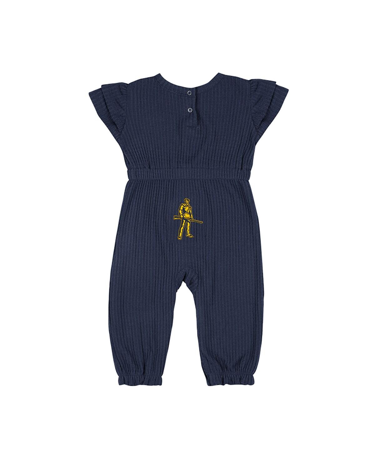 Colosseum Baby Boys And Girls Navy Illinois Fighting Illini Beautopia Waffle Knit Romper In Blue