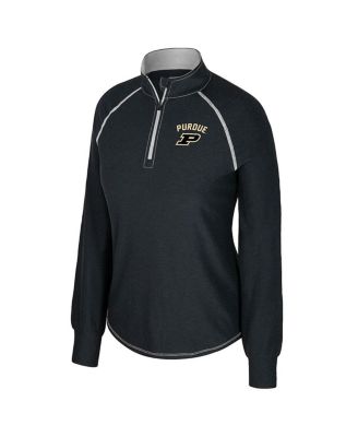 Women's Black Purdue Boilermakers Bikram Raglan Quarter-Zip Sweatshirt