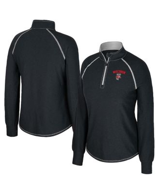 Colosseum - Women's Black Wisconsin Badgers Bikram Raglan Quarter-Zip Sweatshirt