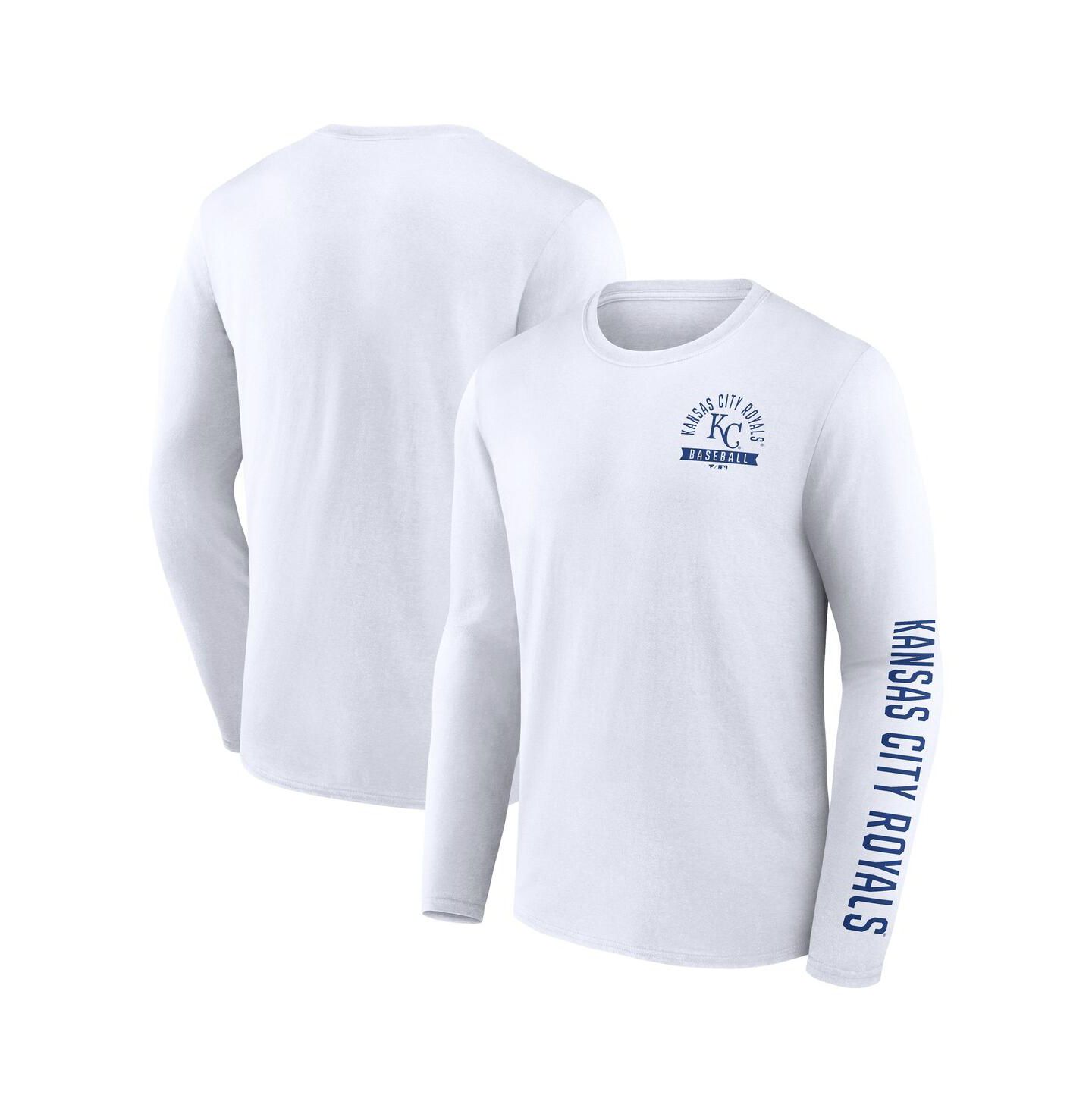 Мужская футболка Fanatics White Kansas City Royals Press Box Long Sleeve — фото 1