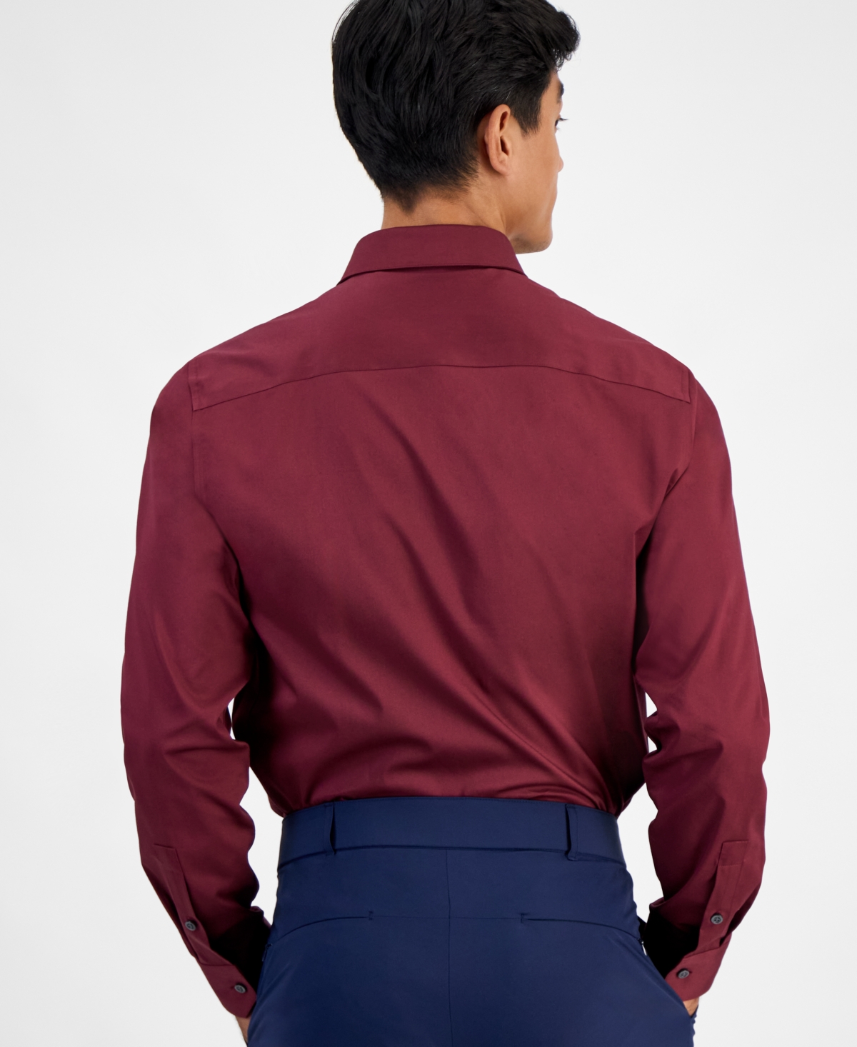 Alfani Men's Regular-fit Temperature Regulating Solid Dress Shirt, Created For Macy's In Burgundy