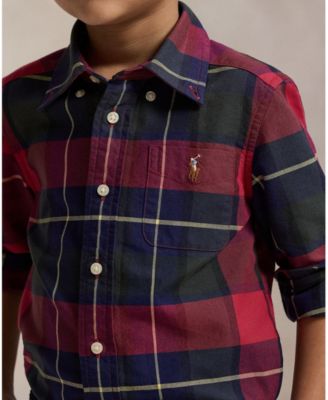Boys' 2-7 Plaid Cotton Oxford Shirt