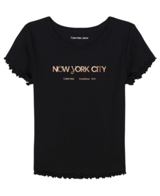 Calvin Klein - Girls 7-16 Foil Ribbed Knit Short Sleeve T-Shirt