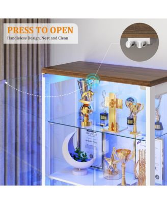 66" Glass Door Display Cabinet with Motion Sensor LED Light