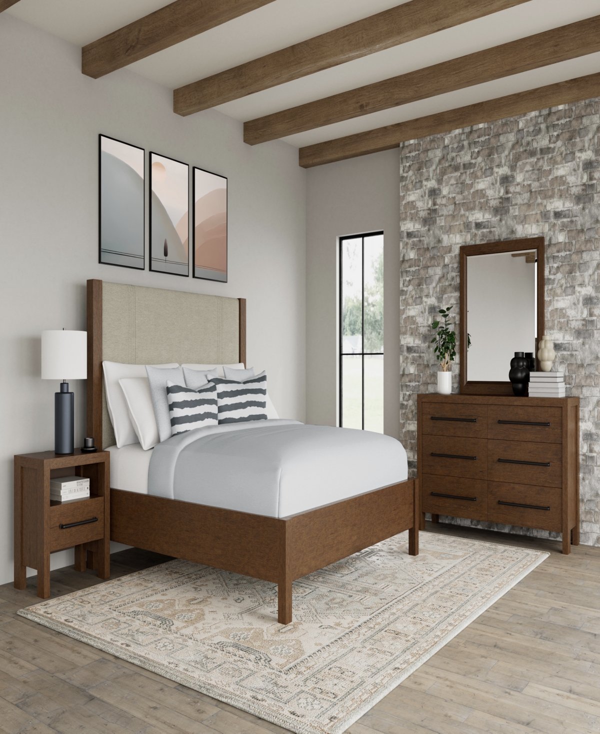 Macy's Furniture Davie Cracked Oak 3-pc. King Bedroom Set