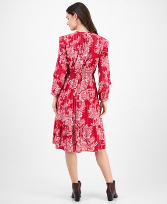 Women's Ruffle-Trim Long-Sleeve Dress, Macy's Exclusive