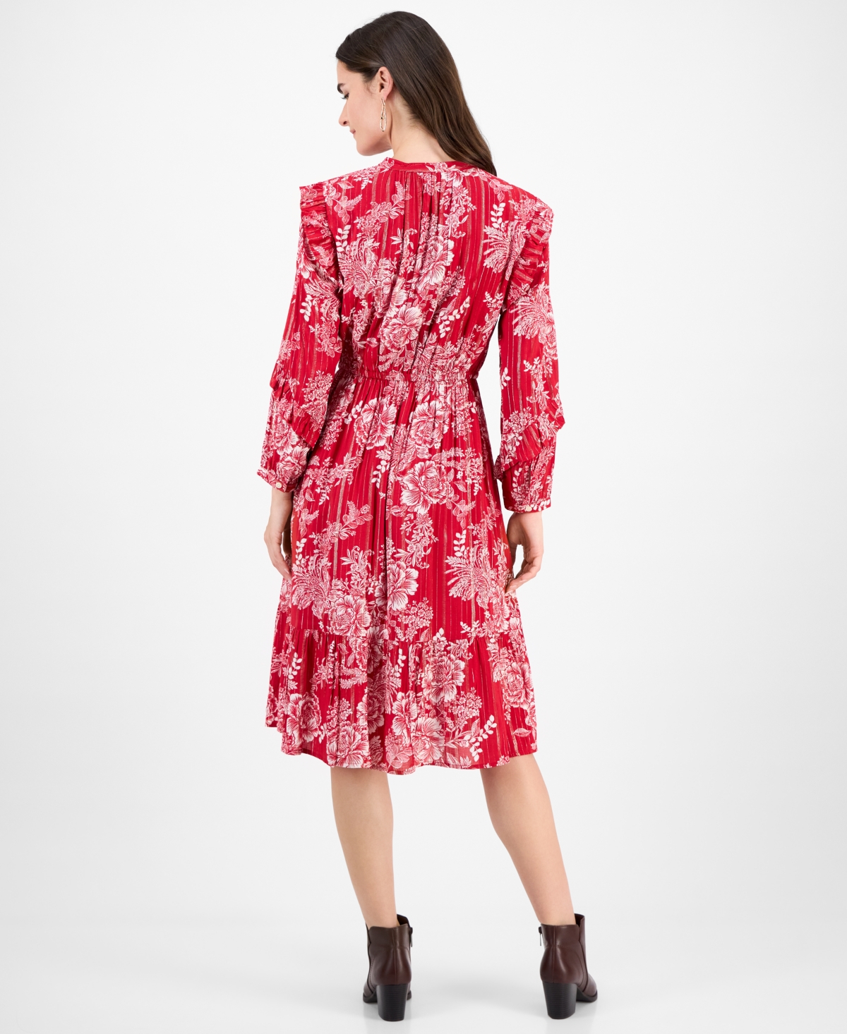 Style & Co Women's Ruffle-Trim Long-Sleeve Dress, Macy's Exclusive