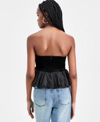 Women's Velvet Peplum Corset Strapless Top, Macy's Exclusive 